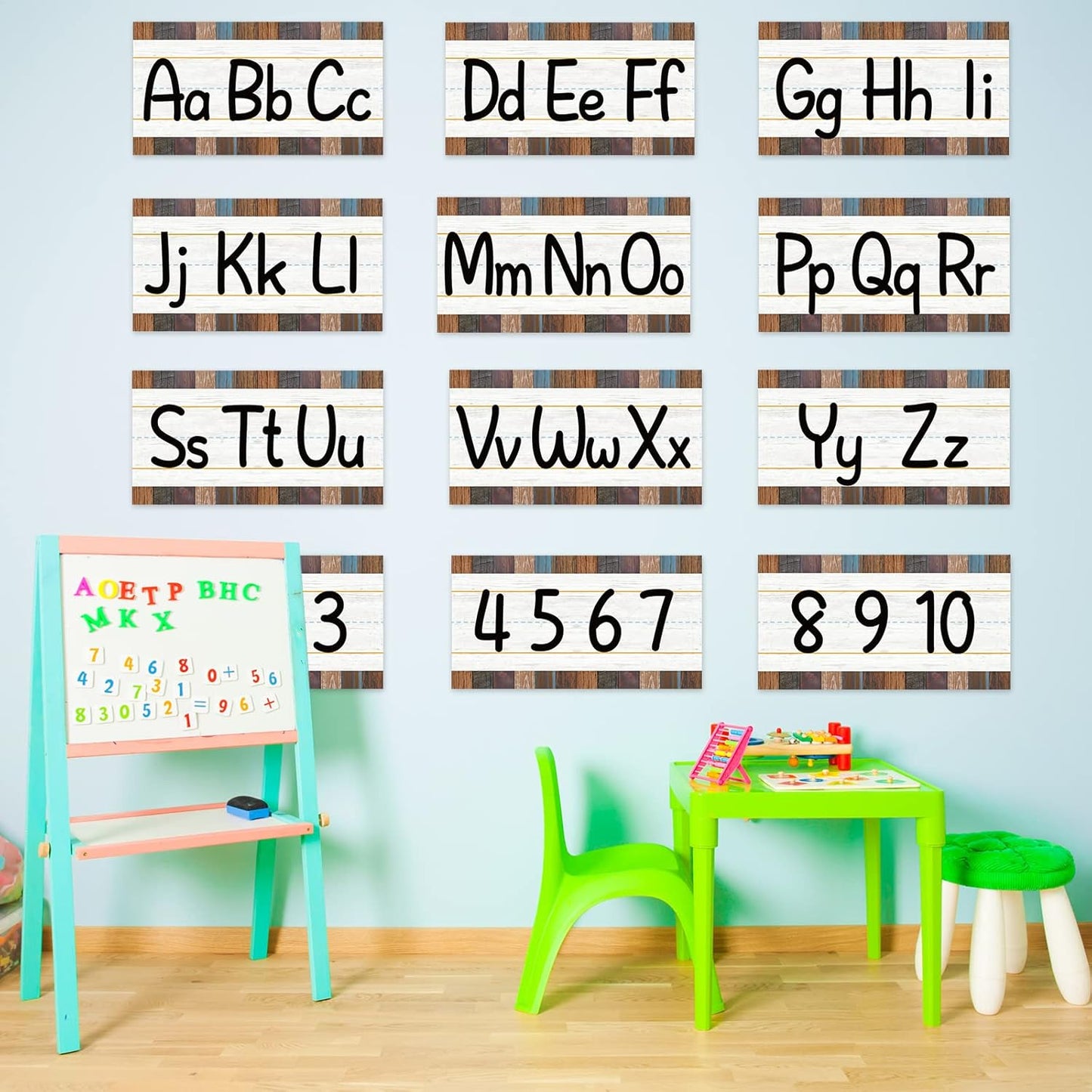 gisgfim 12 Pieces Alphabet Bulletin Board Strips Set Boho Rainbow Alphabet Line ABC Alphabet Banner & Number Border Posters for Preschool Kindergarten Classroom Playroom Bedroom (Boho)