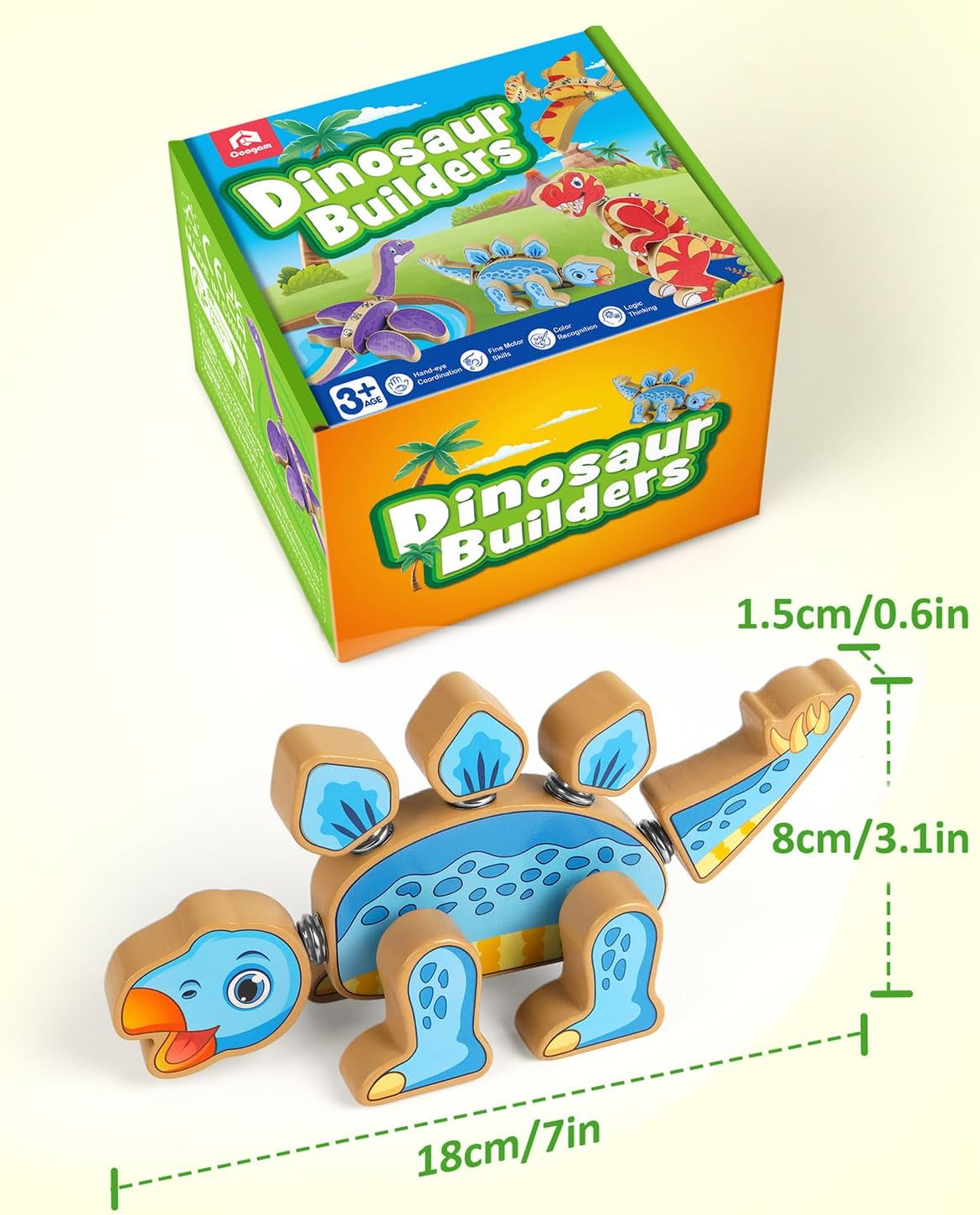 Coogam Fine Motor Building Robot Blocks for 3 4 5 Years Old Kids, Wooden Snap Together Builders, STEM Take Apart Robot Playset, Educational Learning Toy Gift for Boys Girls