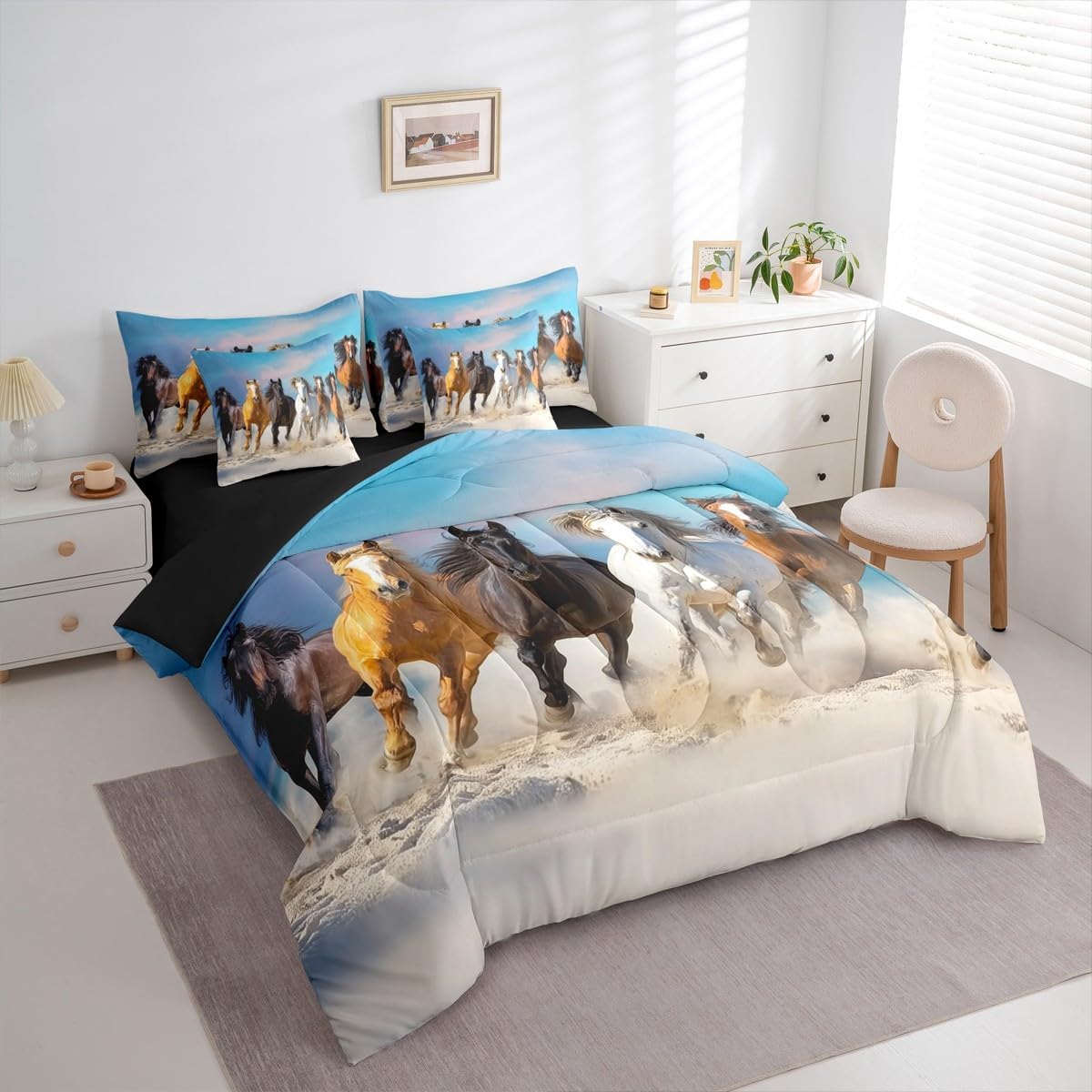 Erosebridal Chemistry Comforter Set with Sheets Full Size Periodic Table of Elements Bed in A Bag 7 Piece Science Chemistry Lovers Bedding Set for Kids Boys Children Bedroom Modern Black Bed Sets