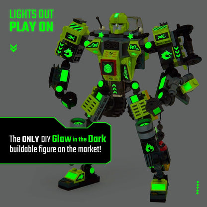 JITTERYGIT Robot Army Buildable Mech Soldier Glow in The Dark Gift Toy Set, Helicopter Military Creative STEM Project, Dinosaur Building Bricks Kit for Kids Ages 6-11 Years Old