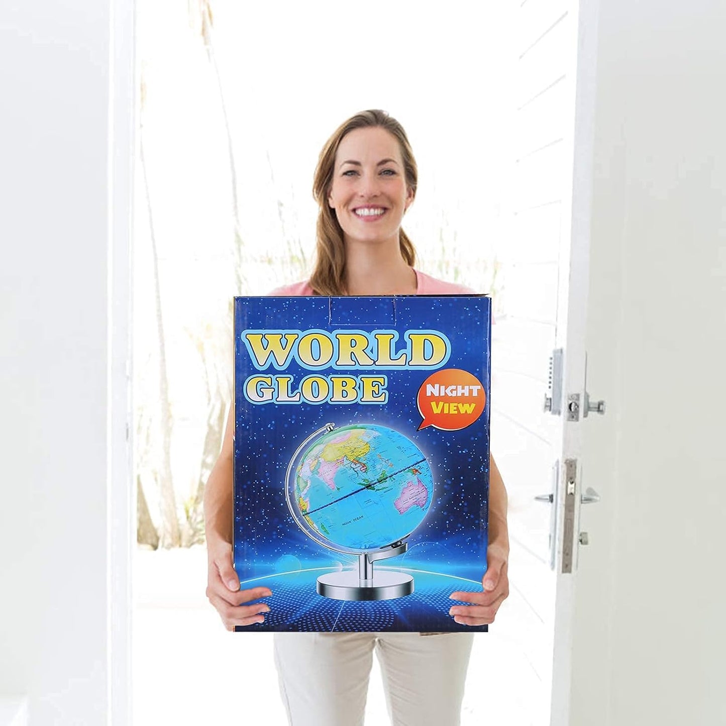 POOCCI 6 in1 Illuminated Large World Globe for Kids & Adults All Ages High Clear Map 12inch, Illuminates Educational Interactive STEM Toy, Light Up Kids Globe Lamp,Gifts For Boys And Girls