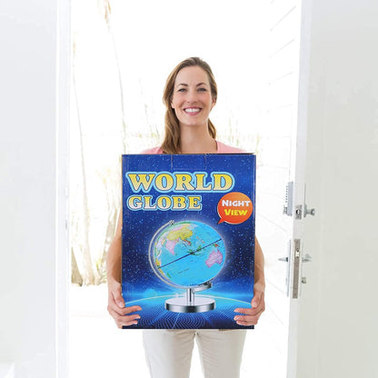 POOCCI 6 in1 Illuminated Large World Globe for Kids & Adults All Ages High Clear Map 12inch, Illuminates Educational Interactive STEM Toy, Light Up Kids Globe Lamp,Gifts For Boys And Girls