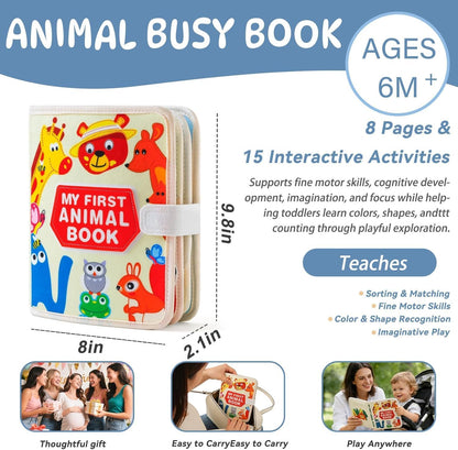 GOODMOM Busy Book for Toddlers Age 1-3 - Interactive Quiet Felt Activity Book, Travel Toys for Kids,Learning Toys, Fine Motor Skills, Color Shape Recognition,