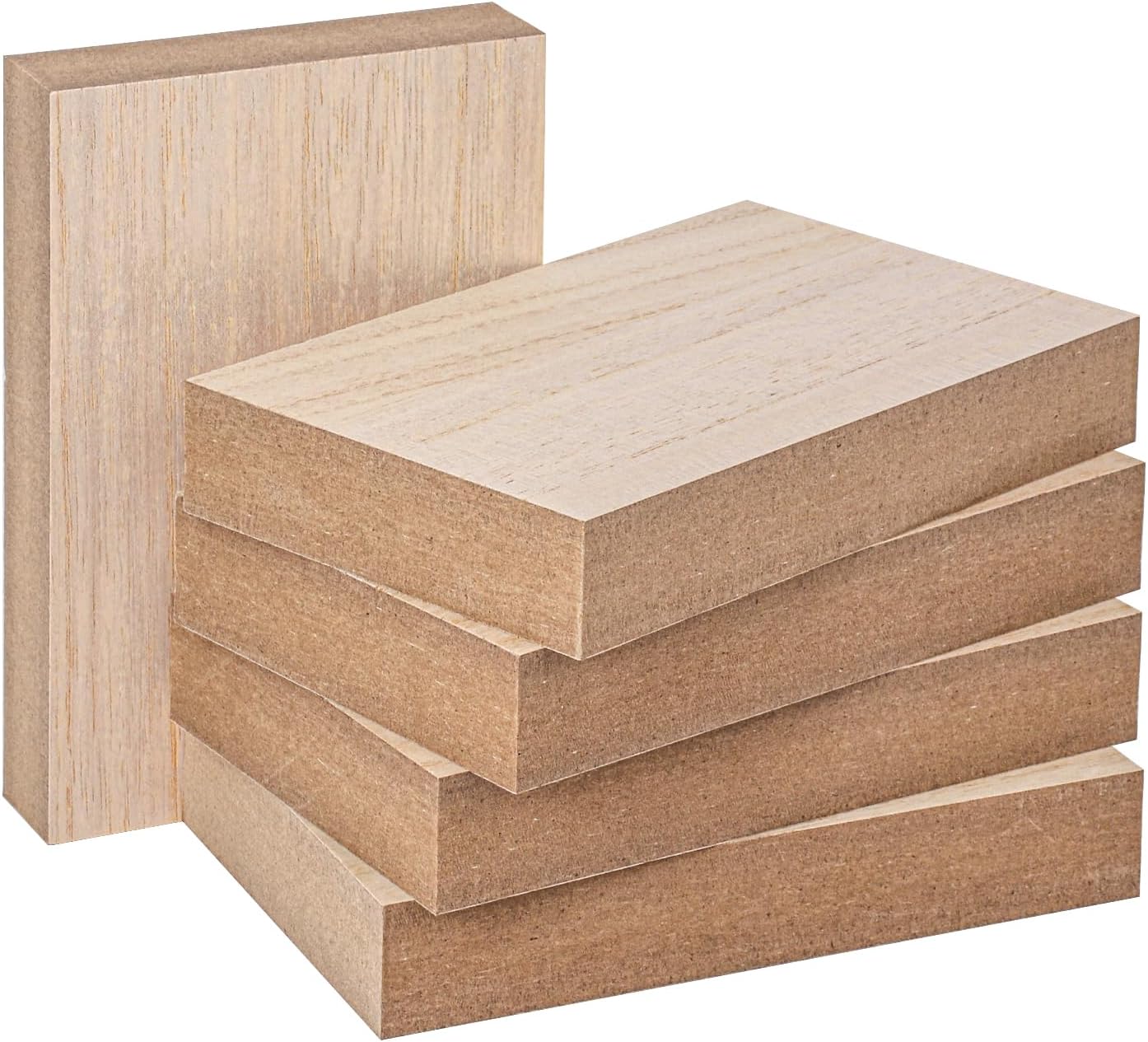 10 Pack Unfinished MDF Wood Rectangle Blocks, 3 x 10 Inch Wooden Blocks for Crafts, DIY Projects, and Custom Decor