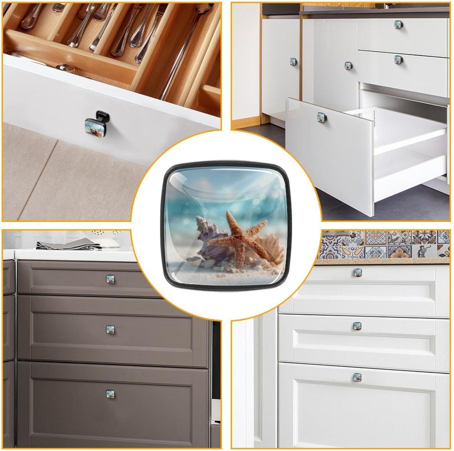4 Pack Cabinet Knobs Drawer Pulls, 30mm Round ABS Glass Drawer Hardware Growing Butterfly Cabinet Handles with Screws for Dressers Kitchens Cupboard