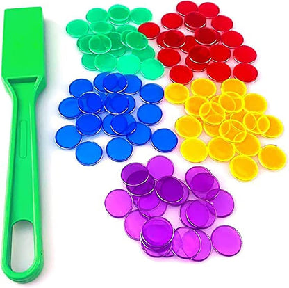 Magnetic Bingo Wand with Metal Ringed Chips for Counting School/Game Chips Plastic Markers Education STEM Tool for Students