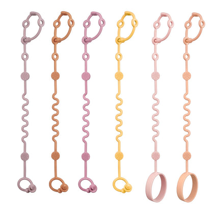 LittleHugs Toy Straps for Baby, 5pcs Adjustable Toy Holder for Stroller Accessories, Silicone Tether Pacifier Clip, No Throw Travel Essential Leash for High Chair, Car Seat (5-Pack)