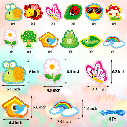Springtime Lacing Cards for Kids 12 Packs Sewing Kits Rainbow Flower Butterfly Cardboard Sewing Cards Lacing Games for Developing Imagination School Learning Activity Supplies Spring Decorations