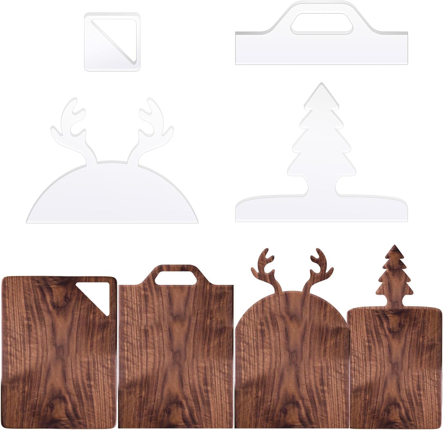 Router Templates, 4pcs Acrylic Charcuterie Board Handle Template, LYMOI Clear Cut Board Thick Handle Template, Angled Curvy Tracing Stencils Cut Guide Tools for Kitchen Woodworking. (Style 1)