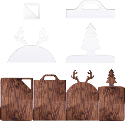 Router Templates, 4pcs Acrylic Charcuterie Board Handle Template, LYMOI Clear Cut Board Thick Handle Template, Angled Curvy Tracing Stencils Cut Guide Tools for Kitchen Woodworking. (Style 1)