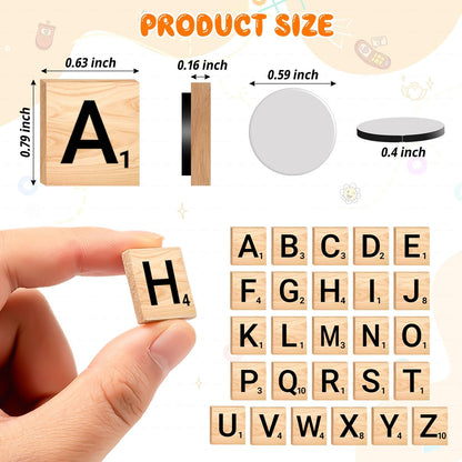 150 PCS Wood Magnetic Letter, Wooden Letter Magnets for Fridge Refrigerator Wall, Alphabet Tile Letters Magnetics for Fun Learning Decorative Game Board