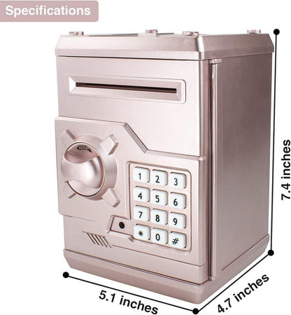 HUSAN Piggy Banks Money Banks for Kids, Electronic Password Code Money Banks ATM Banks Box Coin Bank for Children Boys and Girls (Grey Bue)