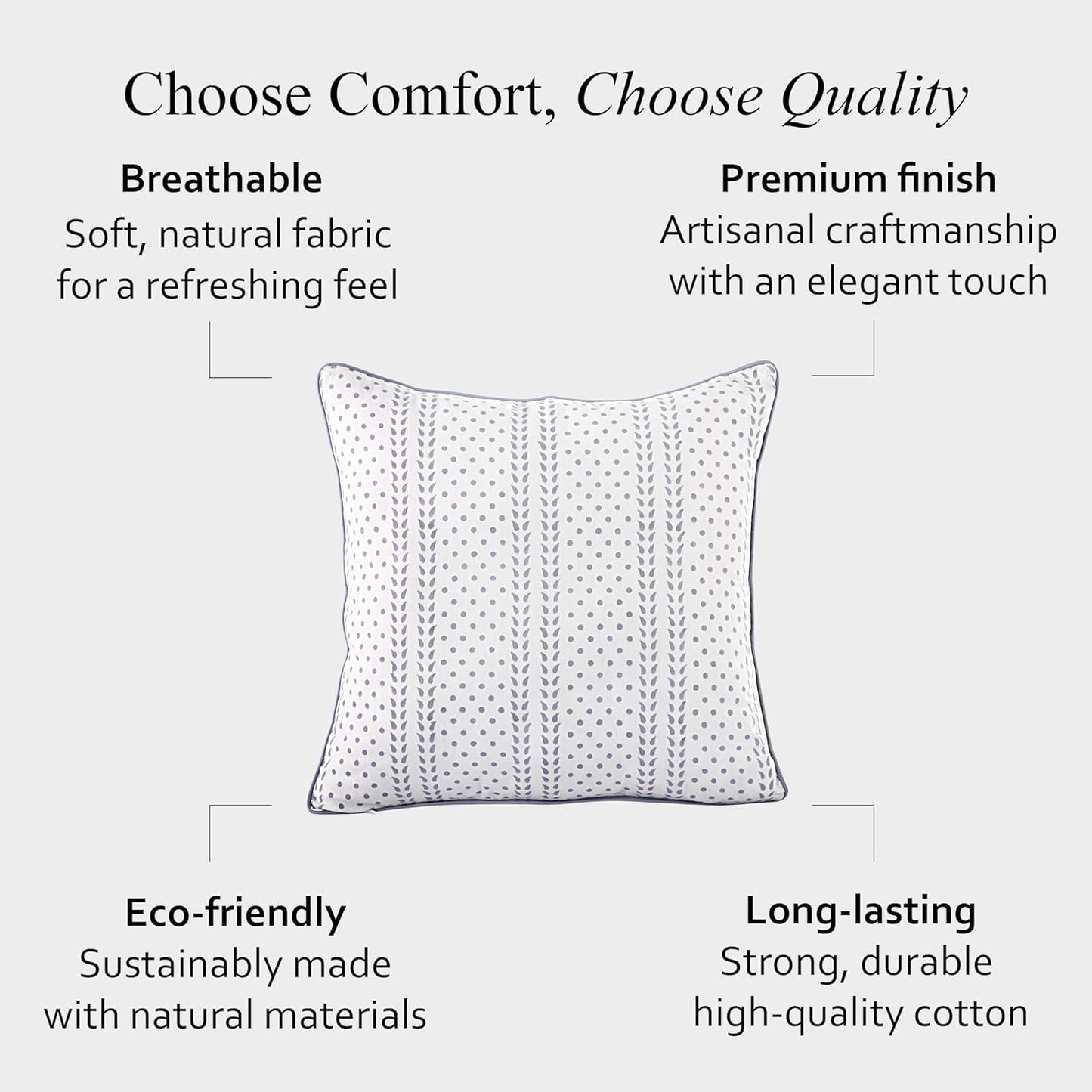 CPC 100% Cotton Throw Pillow Covers 18x18 Inch, Set of 2 Green Block Print Pattern Couch Pillow, Cute Boho Decorative Pillows for Living Room, Bedroom with Hidden Zipper- Agate Green