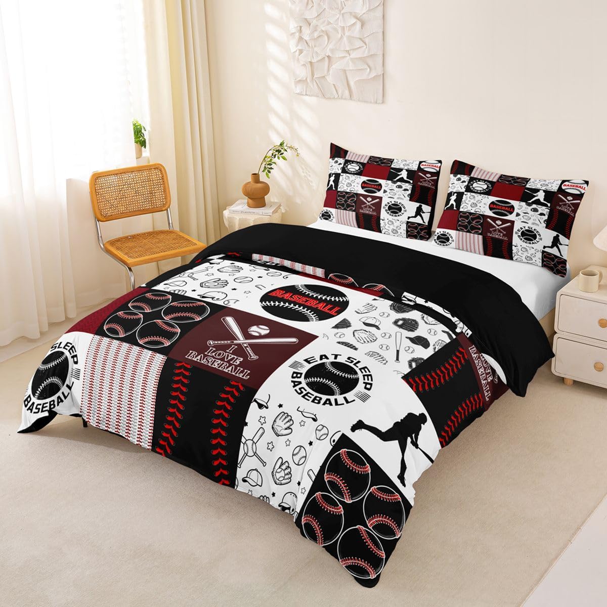 Drum Kit Duvet Cover,Kids Musical Instruments Bedding Set,Rock Music Comforter Cover for Boys Girls Room Decor,Neon Lighting Lightweight Bedspread Cover Twin Size with 1 Pillow Case(No Comforter)