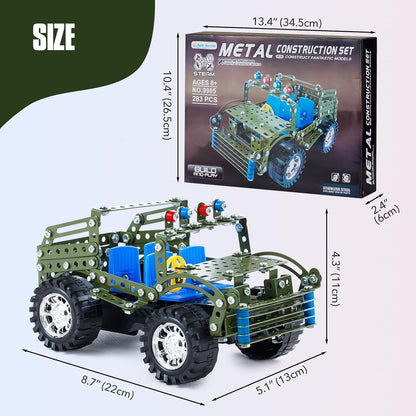 Stem Toys for Boys Age 8-12 - Off-Road Metal Model Car Kits, 283pcs Stem Building Toys Kits, Army Toy for 8-10，STEM Projects for Kids 10-12, 12-14 Engineering for Ages 14 and Up Adults