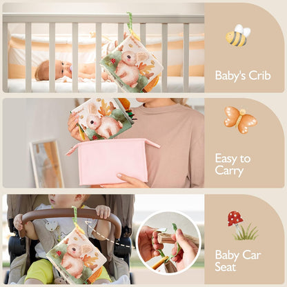 hahaland Baby Book for 1 Year Old - Touch and Feel Soft Activity Books Tummy Time Baby Toy 6 9 12 18 Months Interactive Book for Babies 6-12 Month on Airplane Birthday Easter Basket Stuffers