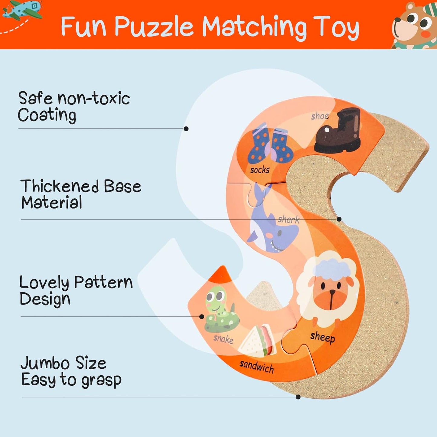 Wooden Floor Puzzles for Kids,Montessori Preschool Educational Learning Number Puzzle & Animal Puzzle Matching Games Easter Basket Stuffers Gifts for Boys Girls Ages 3+