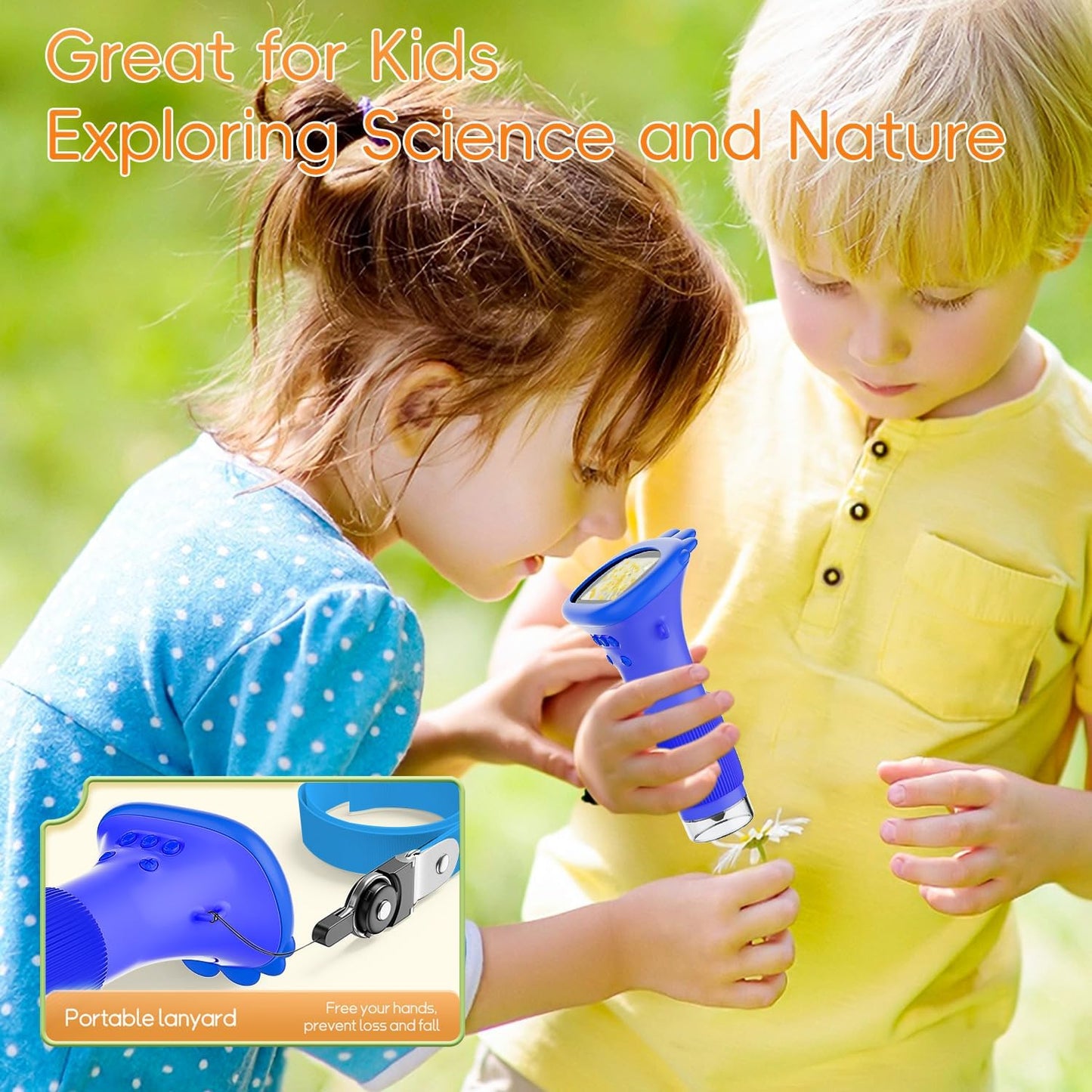 Microscope for Kids, SKYBASIC 2" IPS Screen 1000X Handheld Digital Microscopes HD Pocket Portable Mini USB Microscope Camera, PC Compatible, Science Edu Fun Birthday Gifts Toys for Children Students