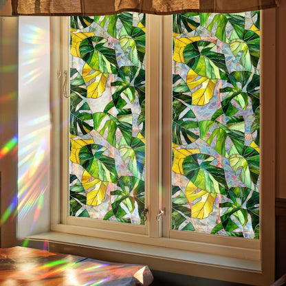 Flower Stained Glass Window Film Decorative Static Cling Stickers Sun Blocking Privacy Decals for Home Car White Lily