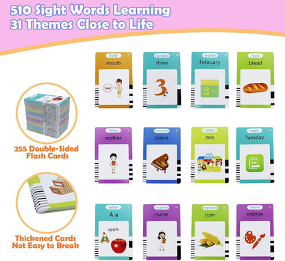 Spanish & English 510 Words Alphabet Bilingual Talking Flash Cards for 3-8 Years Toddlers, Pocket Speech Buddy Therapy Autism Toys, Educational Learning Interactive Toy for Boys Girls Kids Gifts Blue