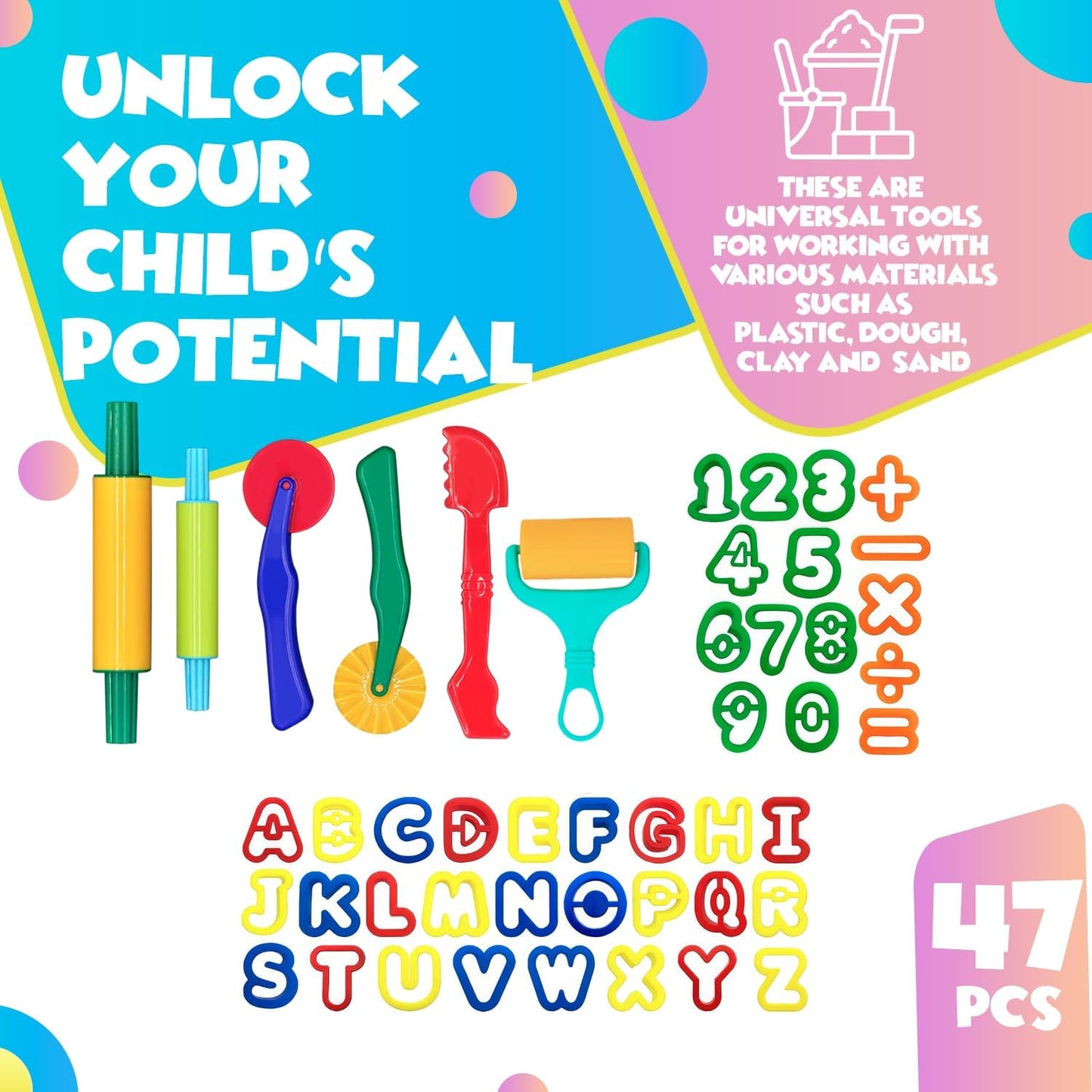 DIMROM Clay and Play Dough Tools 12 Piece Set - Ages 3 & Up (12pcs)