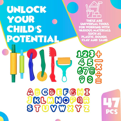 DIMROM Clay and Play Dough Tools 12 Piece Set - Ages 3 & Up (12pcs)