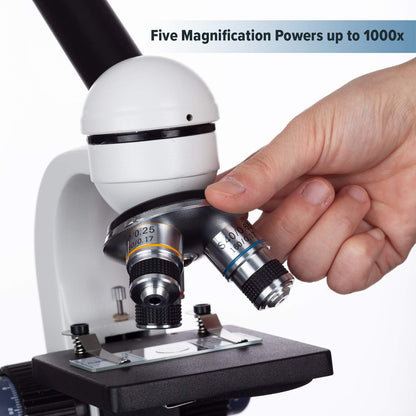 AmScope M150C / M150C-I 40X-1000X All-Metal Optical Glass Lenses Cordless LED Student Biological Compound Microscope