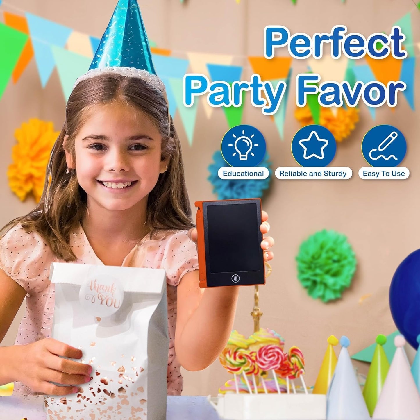Party Favor Mini LCD Writing Tablet for Kids, 6 Pack – 4.5 Inch Mini Drawing Board. Fun and Educational for Kids that Sketch and Doodle. Perfect Goodie Bag and Gift Bag Filler, School Prize Or Gift