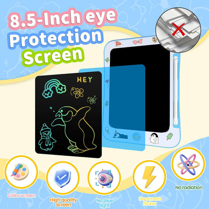 Genialba LCD Writing Tablet for Kids, Colorful Screen Drawing Board for 3-7 Year Old Boys & Girls - Educational Toys for Birthday & Christmas (Penguin)