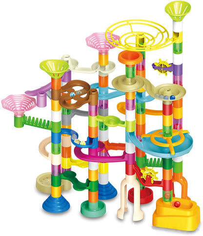 Marble Run for Kids Ages 4-8-12-150pcs Sturdy Building Toys - Amazing Fun Valentines Boys Girls Gifts - Magic Tracks - Glow in The Dark - Mindware - Marbles for Kids