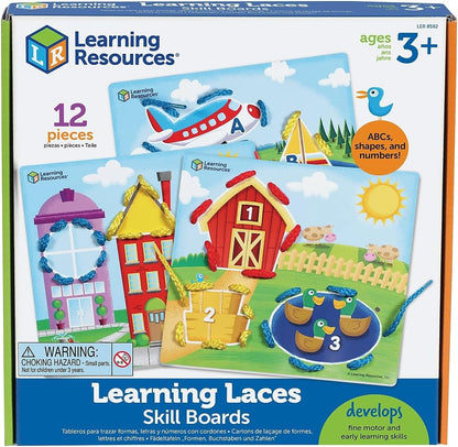 Learning Resources Learning Laces, Letter, Shape & Number Recognition, Fine Motor Skills, Toddler Readiness, Ages 3+