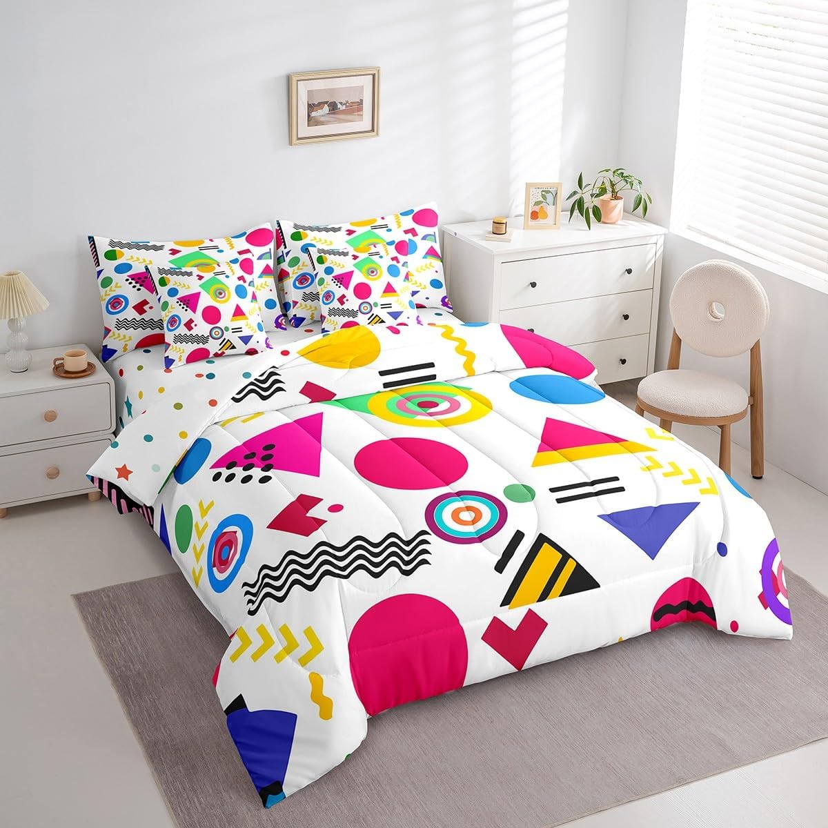 Erosebridal Chemical Equation Bed in a Bag Queen Comforter Set 7 Piece,Chemistry Bedding Sets Science Students Learning Gift Sheet Set with Comforter,Molecular Formula Education Bed Set - Colors B