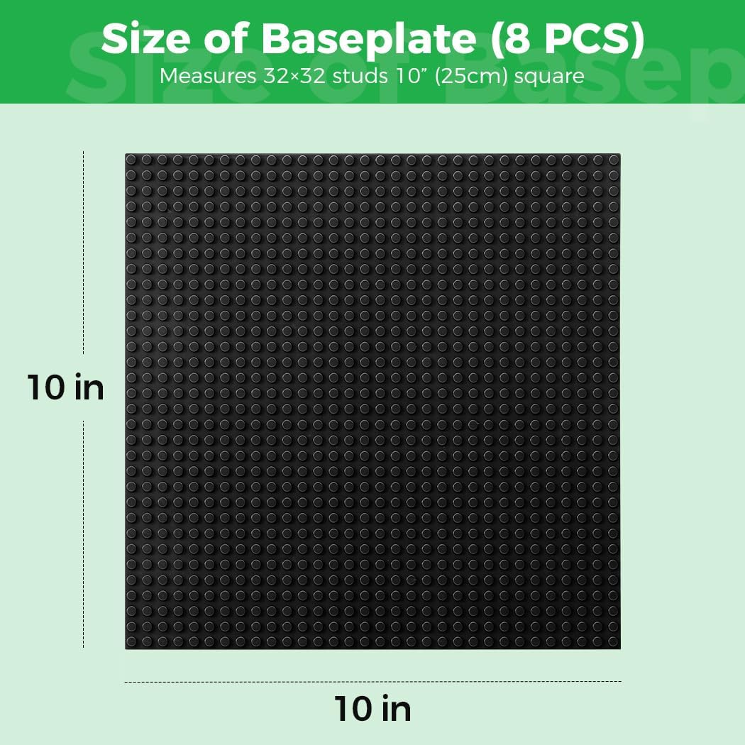 Classic Baseplates Building Plates-10" x 10" Building Boards,100% Compatible with All Major Brands and Activity Table, Creative Platforms Mats for Toy Bricks (Sand, 8 Pack)