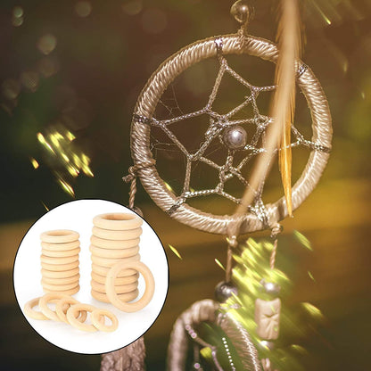 wugongshan 80 Pieces Natural Wood Rings, Unfinished Smooth Wooden Rings Circles, Wooden Hoops Without Paint for Crafts, Jewellery Making, Crafts, Pendants, DIY Connectors (2/2.5/3/3.5/4/4.5/5/5.5cm)