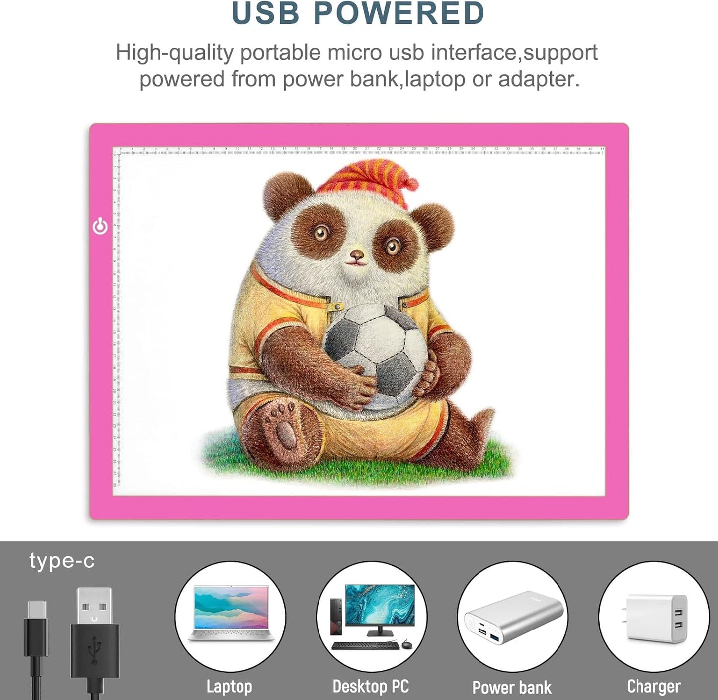LitEnergy A4 LED Copy Board Light Tracing Box, Adjustable USB Power Artcraft LED Trace Light Pad for Tattoo Transferring, Drawing, Sketching, Animation, Stenciling, Diamond Art Painting Accessories