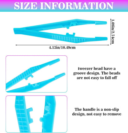ValueBargain 10 Pcs Plastic Tweezers, Beads Tweezers for Crafts Fine Motor Skills Development, Ideal for Beading Projects & DIY Crafts, One of Each of The Ten Colors