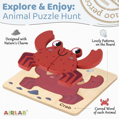 Wooden Puzzles for Toddlers 1 2 3 Year Old Animals Shape Puzzle Toys for Travel Airplane Gift for Kids Montessori Early Development Gifts for Baby Boys Girls with Drawstring Bag Pack of 4