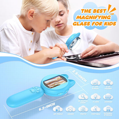 Leipan Magnifying Glass for Kids, 100X Handheld Microscope with 2" LCD Scrren, Kids Magnifer with 8 LED Lights, Christmas Birthday Gifts for Children