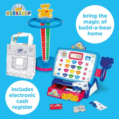Casdon Build-A-Bear Workshop Toy Shop & Checkout Set | Officially Licensed Build-A-Bear Toy Play Set | Perfect for Roleplay for Children Ages 3+ | Includes Electronic Cash Register