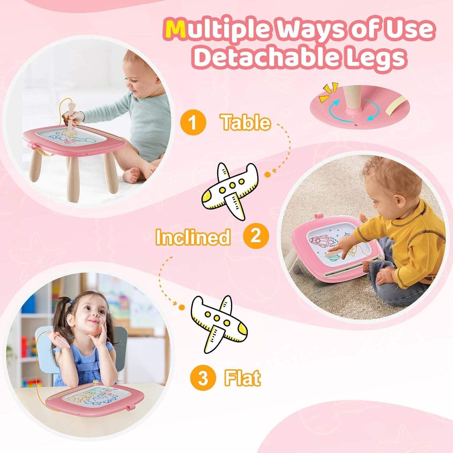 Kikidex Magnetic Drawing Board, Toddler Girl Toys for 1-3 Year Old, Doodle Board Pad Learning and Educational Toys for 1 2 3 Year Old Baby Kids Birthday Gift (Light Blue)