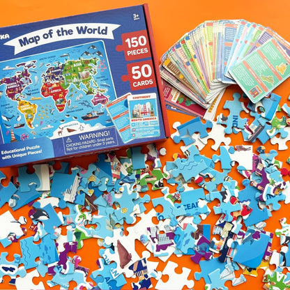 United States Puzzles for Kids Ages 4-6 - 70 Pcs USA Map Kids Puzzle with 50 Cards 400+ USA Facts - State & Capitals Floor Jigsaw Puzzles for Children 6-8 - Educational Toys Gift for Boys Girls