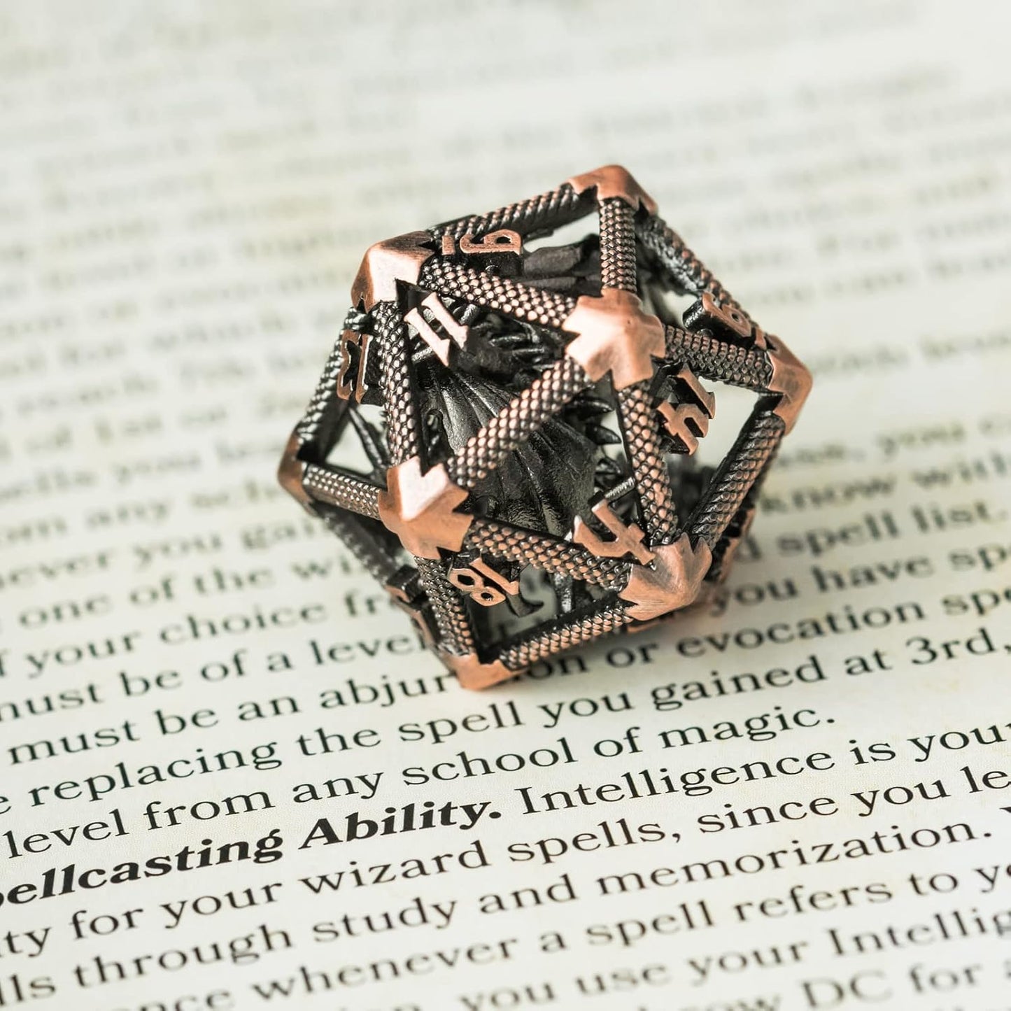 UDIXI Steampunk Metal Dice Set, 7 Die Polyhedral DND Dice Set for D&D Role Playing Game and Math Teaching (Ancient Copper)