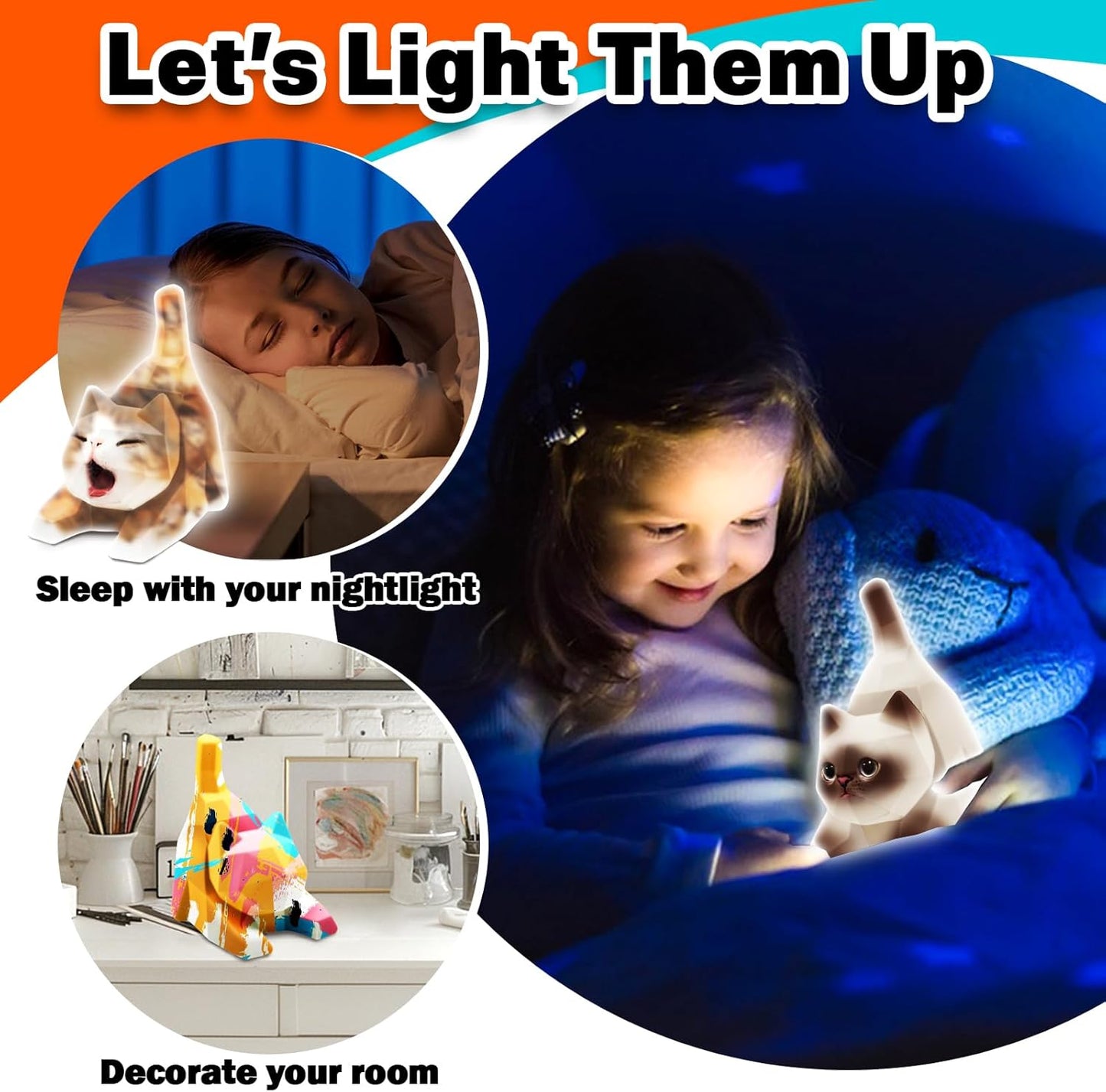 FUNZBO 4.3in Paint Your Own Dinosaur Lamp Kit - Arts and Crafts Supplies Painting for Kids Teens, DIY Night Light Dinosaur Toy for Boy Girl 3 4 5 6 7 8 9 10 11 12 Birthday Gift