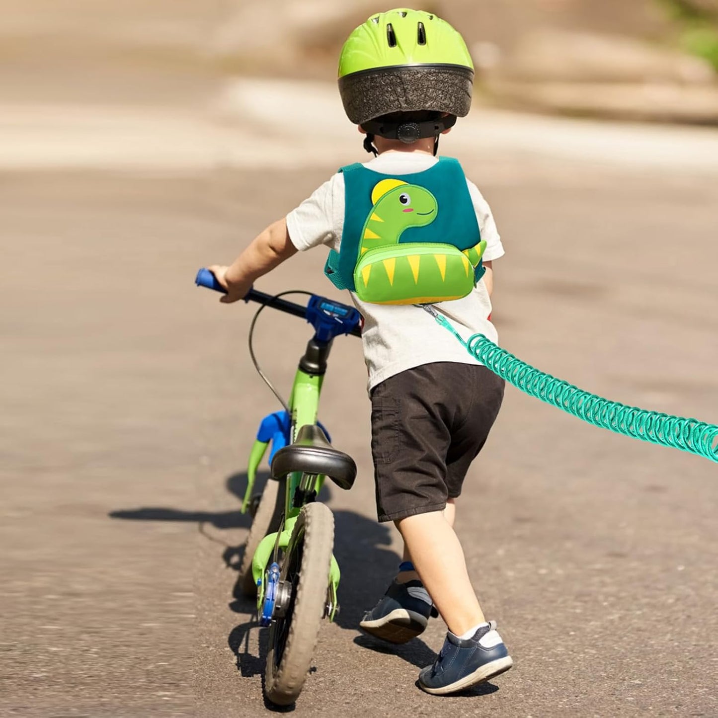 3 in 1 Toddler Harness Leash + Baby Anti Lost Wrist Link, Accmor Cute Dinosaur Child Safety Harness Tether, Kids Walking Wristband Assistant Strap Belt for Parent Boys Outdoor Activity (Black)