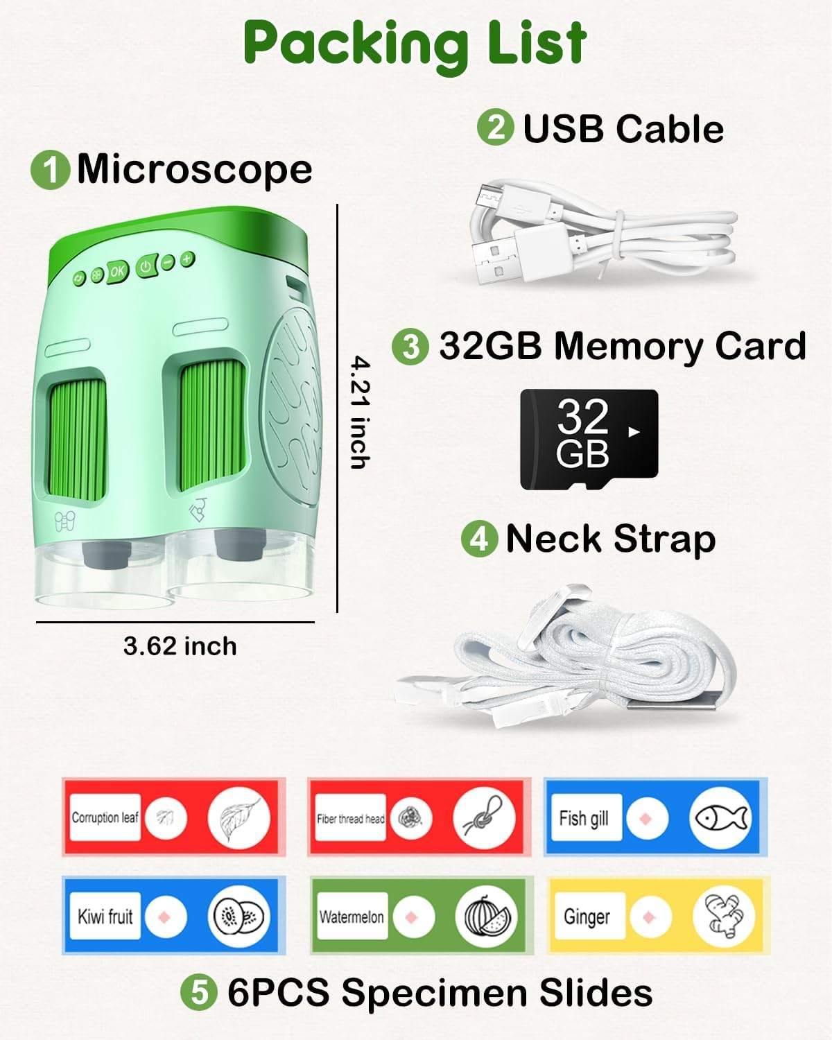 1000X Handheld Microscope for Kids : 4K 2.0" Screen Rechargeable Telescope and Camera Combo with 6 Slides, Perfect for Indoor Outdoor Exploration, Portable Edu for Age 3-12 Children
