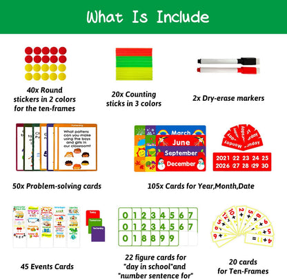 Circle Time Learning Center Pocket Chart for Classroom, Dry Erase Alphabet & Number Flash Cards, Write ABC Letter Tracing Writing Practice Games for Kids, Learning Weather Counting Color Shape