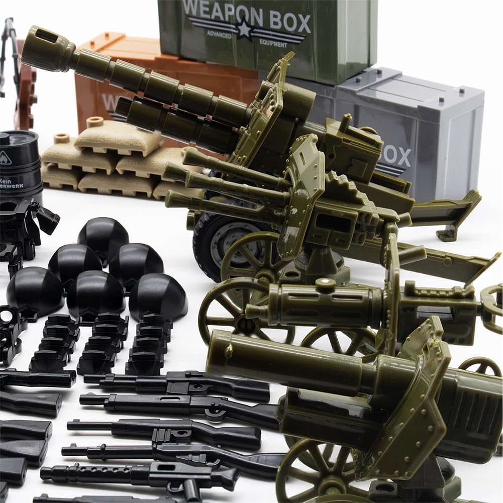 WW2 Military Soldier Weapons Pack Accessories Kits Toys, Army Equipment Gear Sets Blocks Model Weapon Sets for German Soldier Figures, Accessories Compatible with Major Mini Figure, Birthday Gift