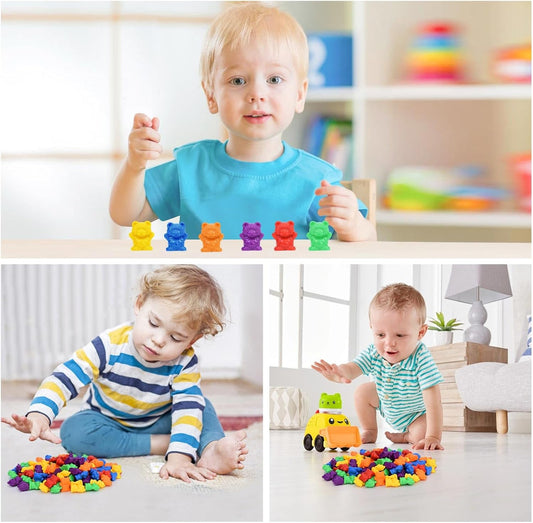 Timoo 120 Pcs Rainbow Counting Bears Math Manipulatives Color Sorting Bears Counting Bears (Green & Purple & Blue & Orange & Red & Yellow)