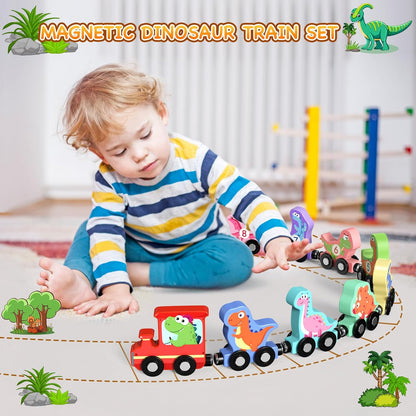 Zeoddler Toys for Toddlers, 11 Magnetic Wooden Animals Train Set, Montessori Toys for Toddlers, Preschool Learning Activities for Kids, Birthday Gifts for Boys, Girls