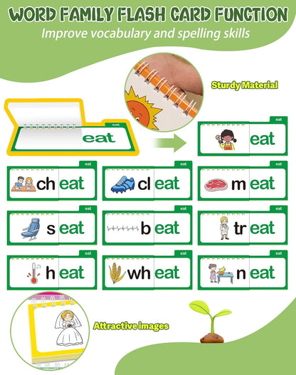 30 Read and Rhyme Flip Books, Word Family Build Book, Read and Rhyme Flip Books for Kids 3-8 - Builds Foundational Reading Skills, Comprehensive Vocabulary Building, Kid-Friendly Design (1 Set)(1)